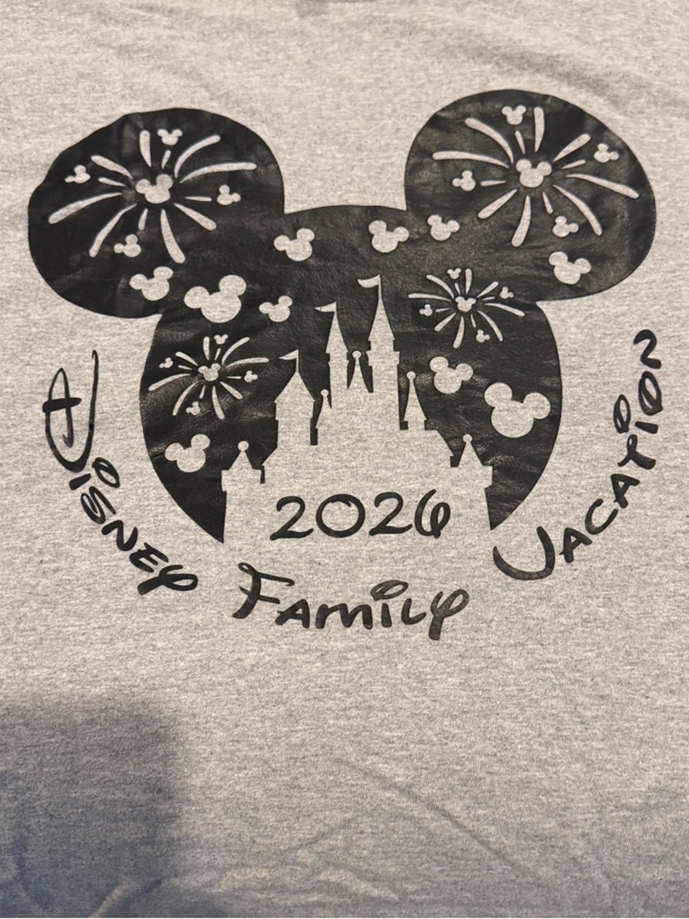 Disney Gray Graphic Mickey 2026 Family Vacation Tee